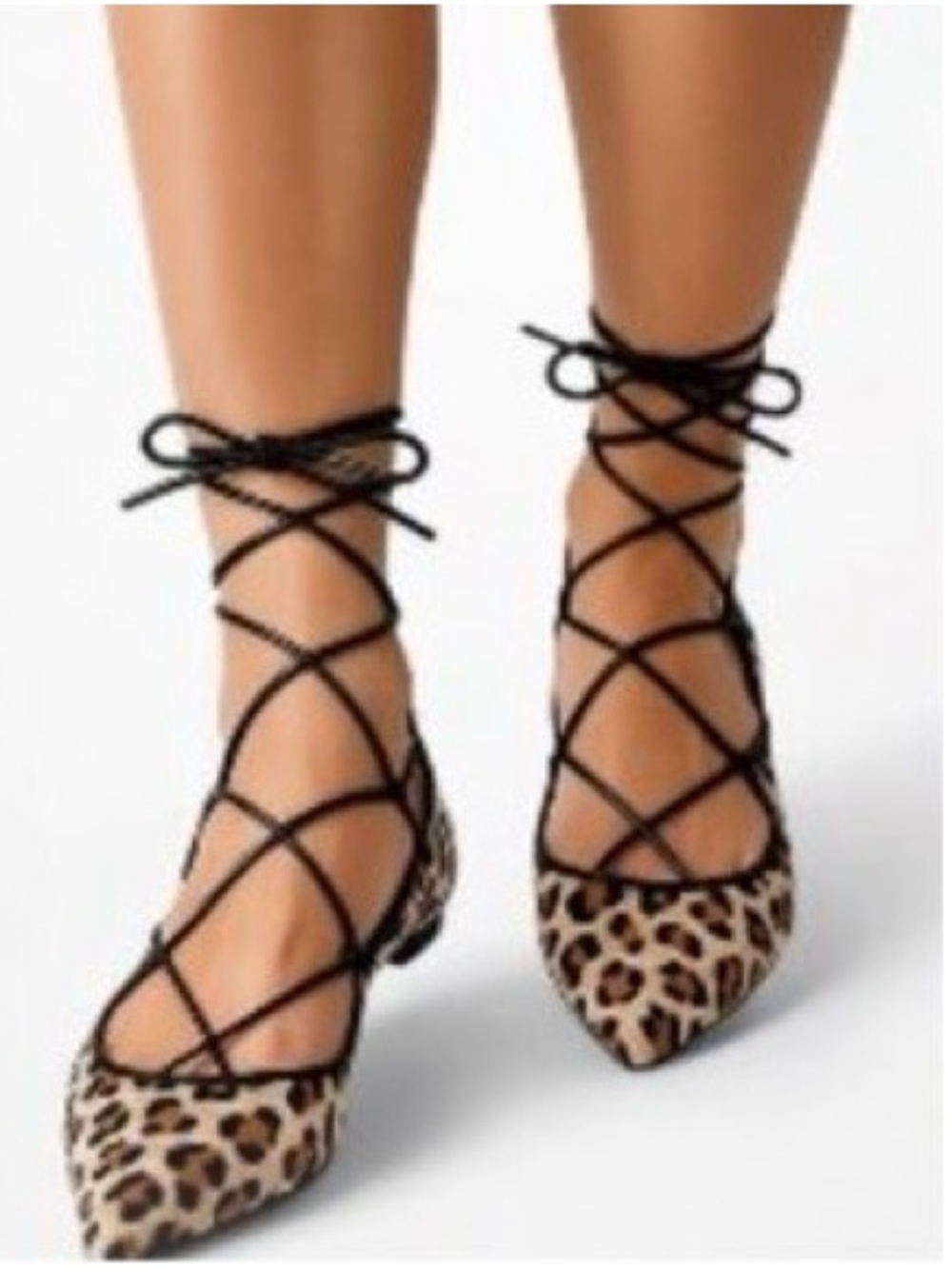 NWT  lace up Zara leopard flats